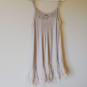 Light Gray Slip Dress tunic w/ Ruffled Lace Large
